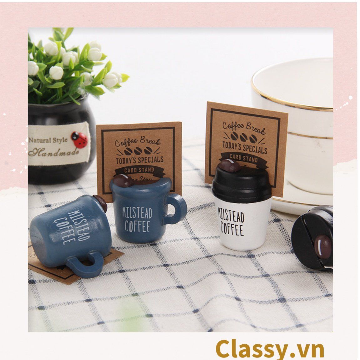 Kẹp đỡ giấy Lưu ý để bàn trang trí, chất liệu gỗ, kích thước 43 * 4 cm hình cốc trà sữa PK623