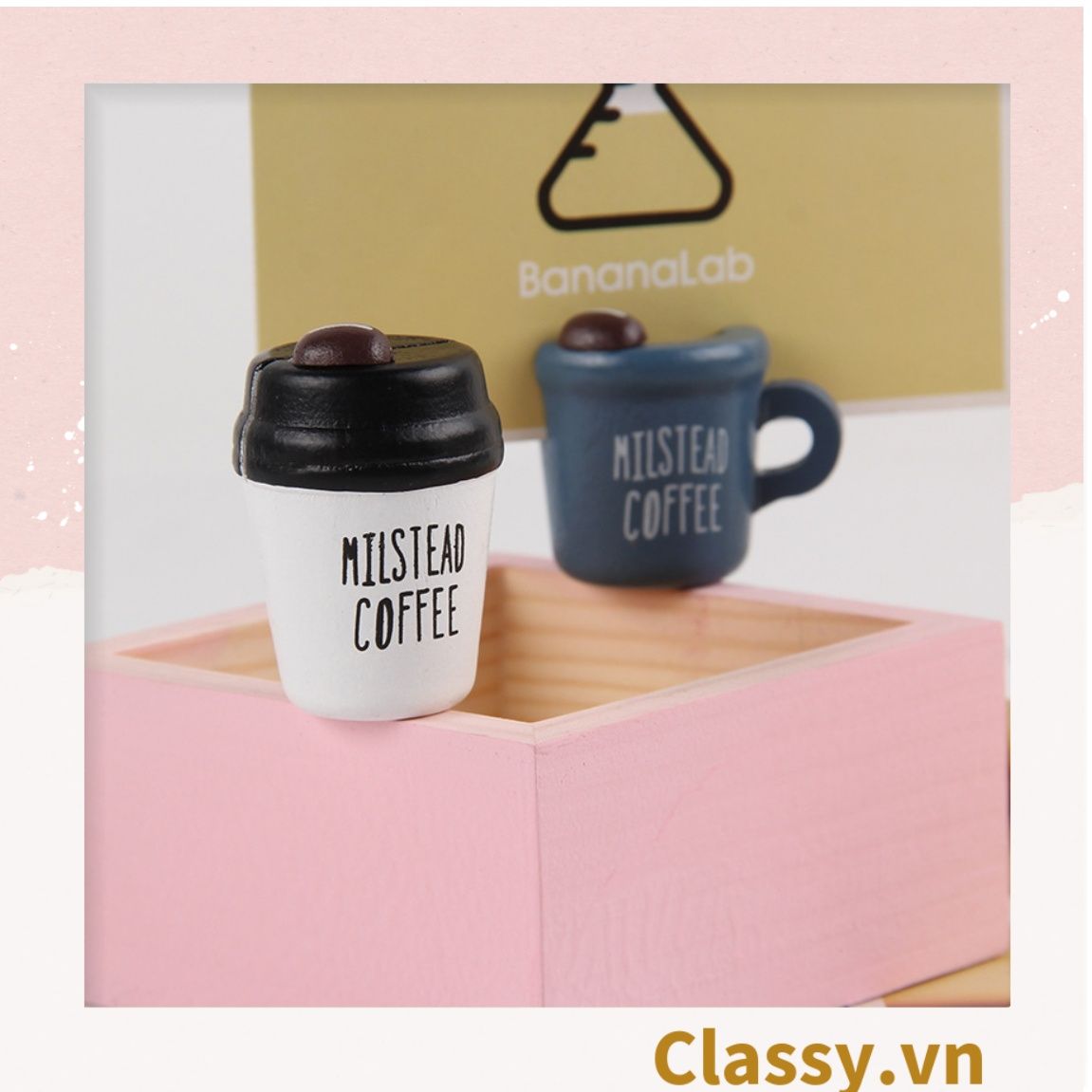 Kẹp đỡ giấy Lưu ý để bàn trang trí, chất liệu gỗ, kích thước 43 * 4 cm hình cốc trà sữa PK623