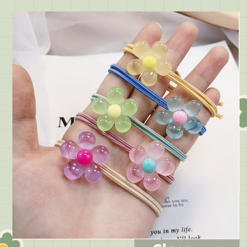 01 dây cột tóc dạ quang phát sáng hình hoa 5 cánh hoa phát sáng thạch jelly bền chắc giá rẻ, nữ tính PK629