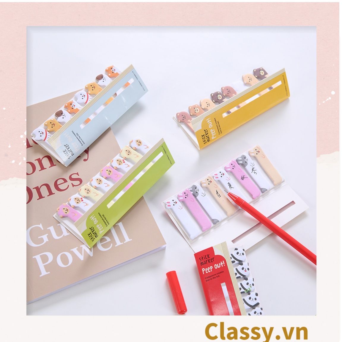 80 miếng Giấy note ghi nhớ mini Post-It, hình pets dễ thương sáng tạo tiện dụng; kích thước PK641