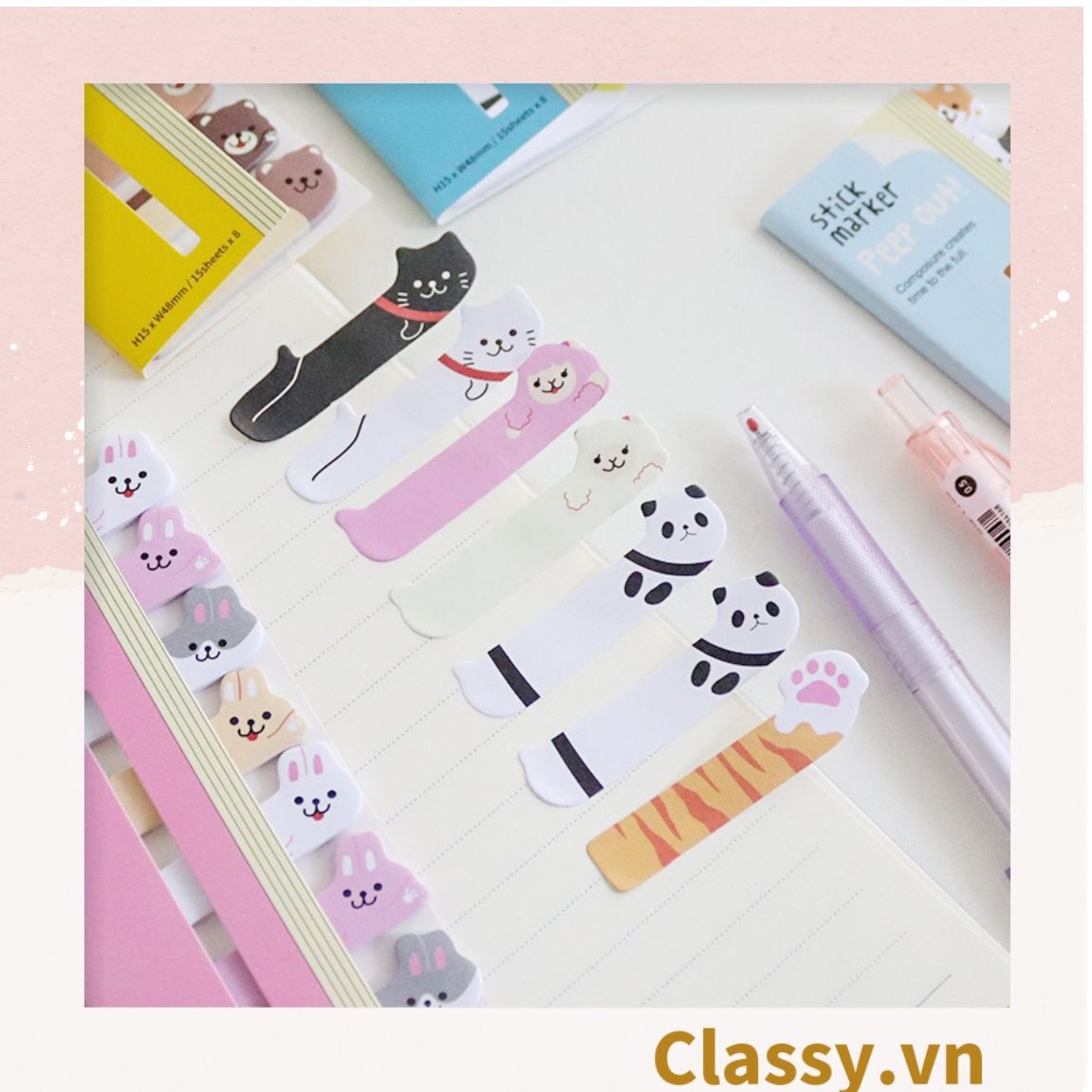 80 miếng Giấy note ghi nhớ mini Post-It, hình pets dễ thương sáng tạo tiện dụng; kích thước PK641