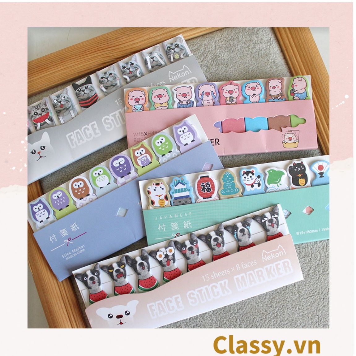 80 miếng Giấy note ghi nhớ mini Post-It, hình pets dễ thương sáng tạo tiện dụng; kích thước PK641