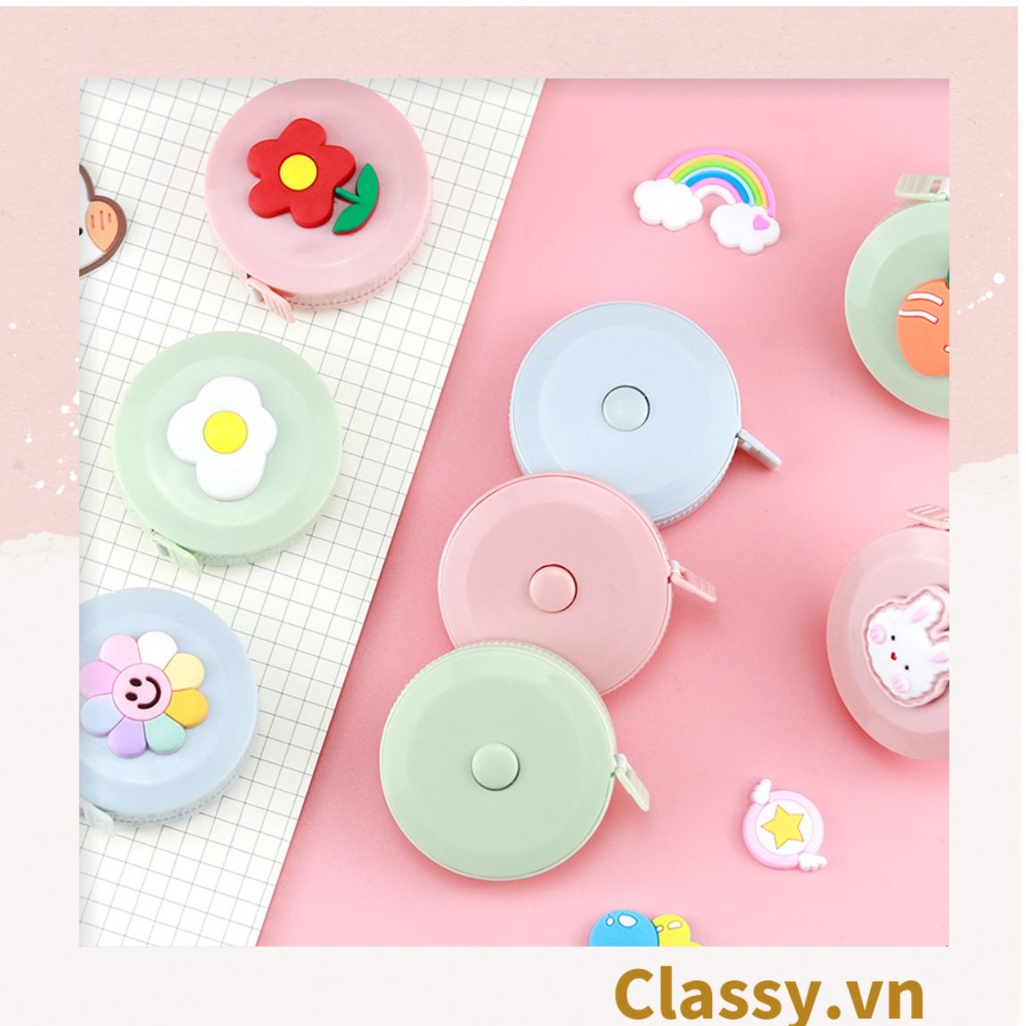 Thước Dây Cuộn Mini Rút Tự Động hình trái cây Siêu Dễ Thương PK650