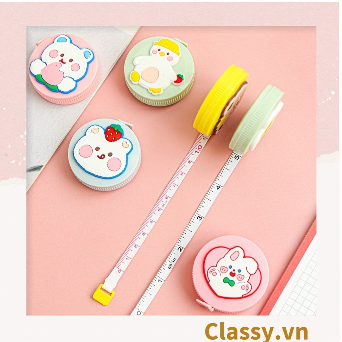 Thước Dây Cuộn Mini Rút Tự Động hình trái cây Siêu Dễ Thương PK650