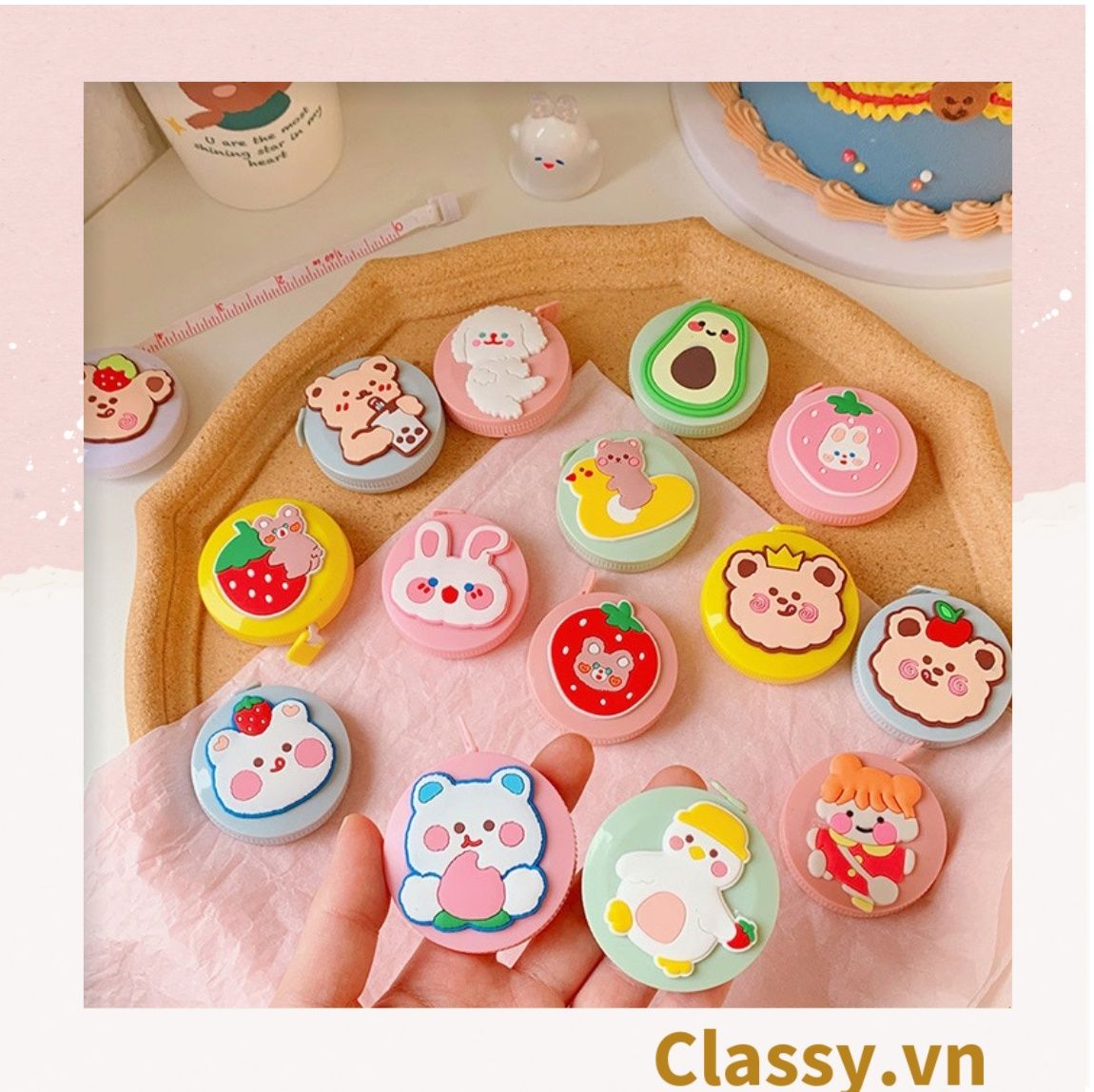 Thước Dây Cuộn Mini Rút Tự Động hình trái cây Siêu Dễ Thương PK650