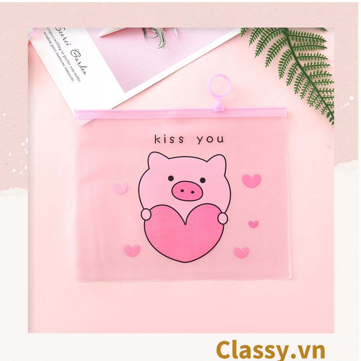 Túi Đựng Bút Chống Thấm Nước In Hình Kỳ Lân và Báo hồng Dễ Thương PK654