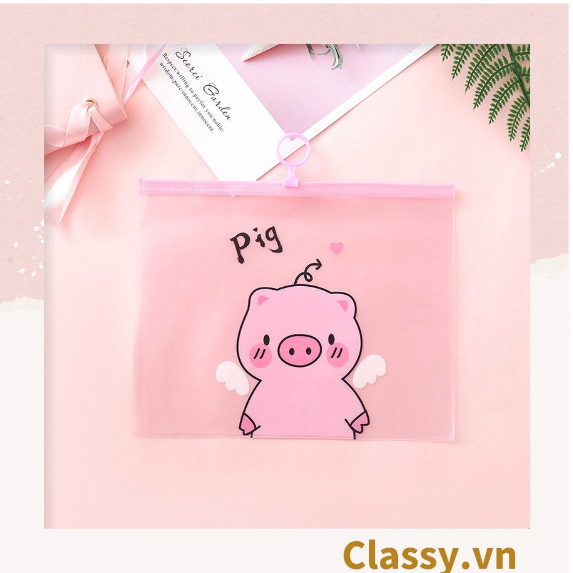 Túi Đựng Bút Chống Thấm Nước In Hình Kỳ Lân và Báo hồng Dễ Thương PK654