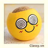  Chậu cây cảnh bằng nhựa mini hình mặt cười đáng yêu, Emojji đẹp, chậu cây hình em bé baby xinh, tặng kèm đất và hạt giống cỏ tóc PK655 