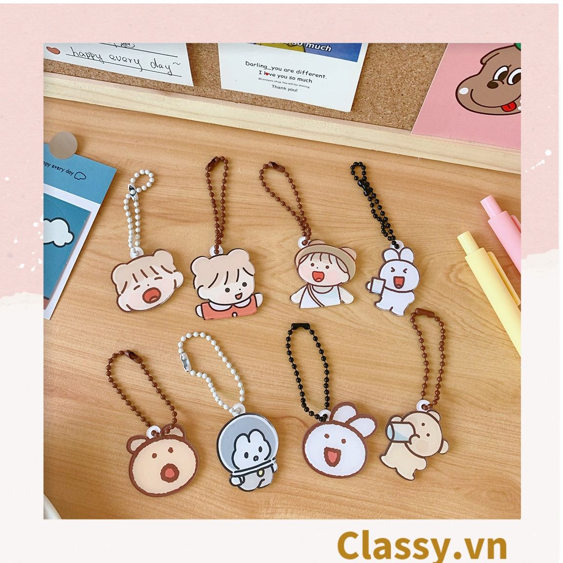 Phụ kiện điện thoại, móc chìa khóa, airtag, Móc Khóa Keychain, Cài Airpod Hoạt Hình Nhiều Màu Sắc PK656