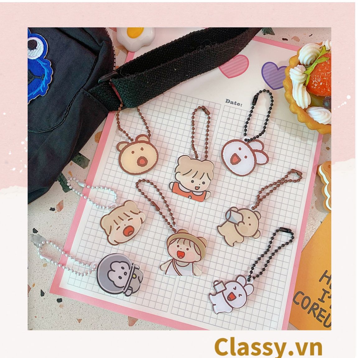 Phụ kiện điện thoại, móc chìa khóa, airtag, Móc Khóa Keychain, Cài Airpod Hoạt Hình Nhiều Màu Sắc PK656