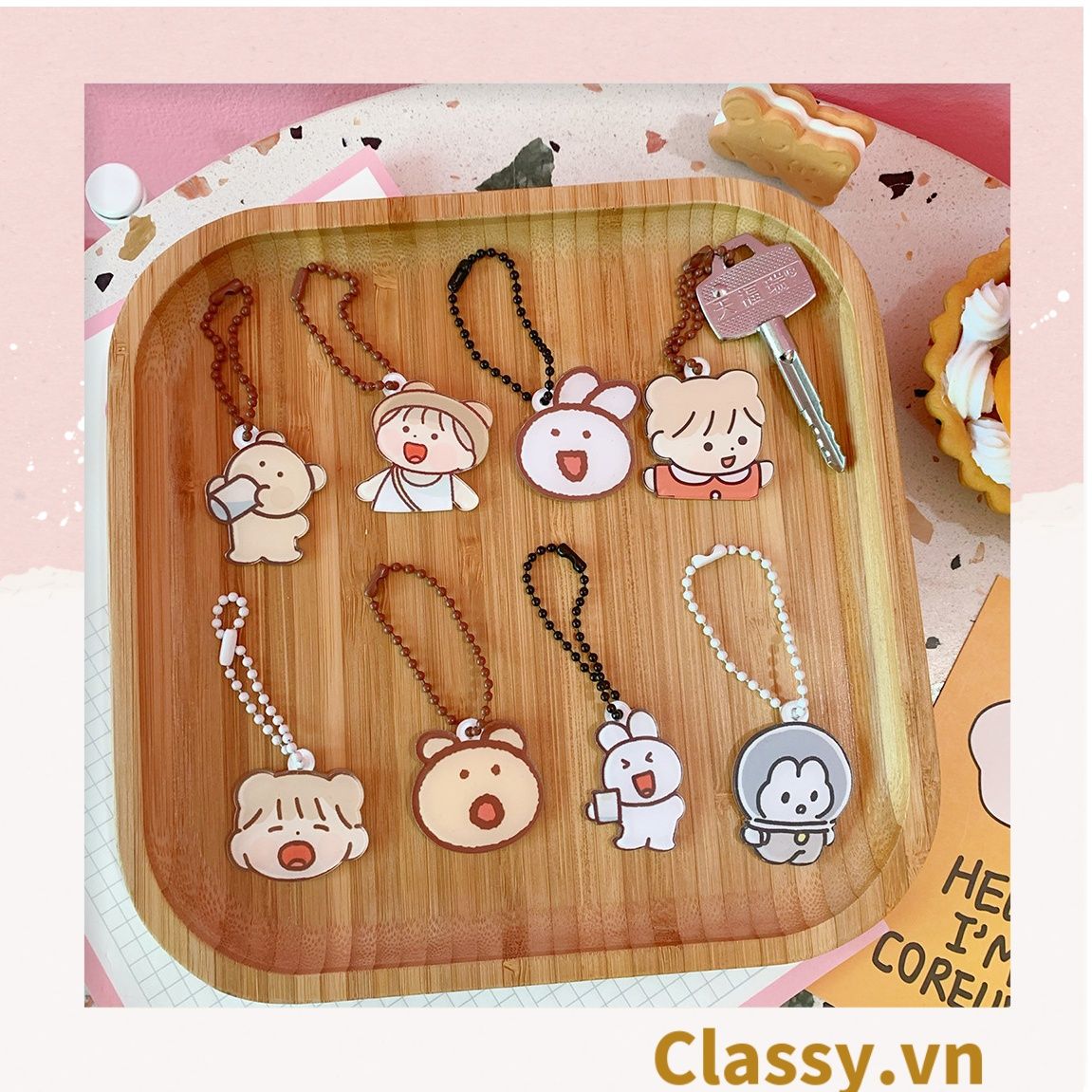 Phụ kiện điện thoại, móc chìa khóa, airtag, Móc Khóa Keychain, Cài Airpod Hoạt Hình Nhiều Màu Sắc PK656