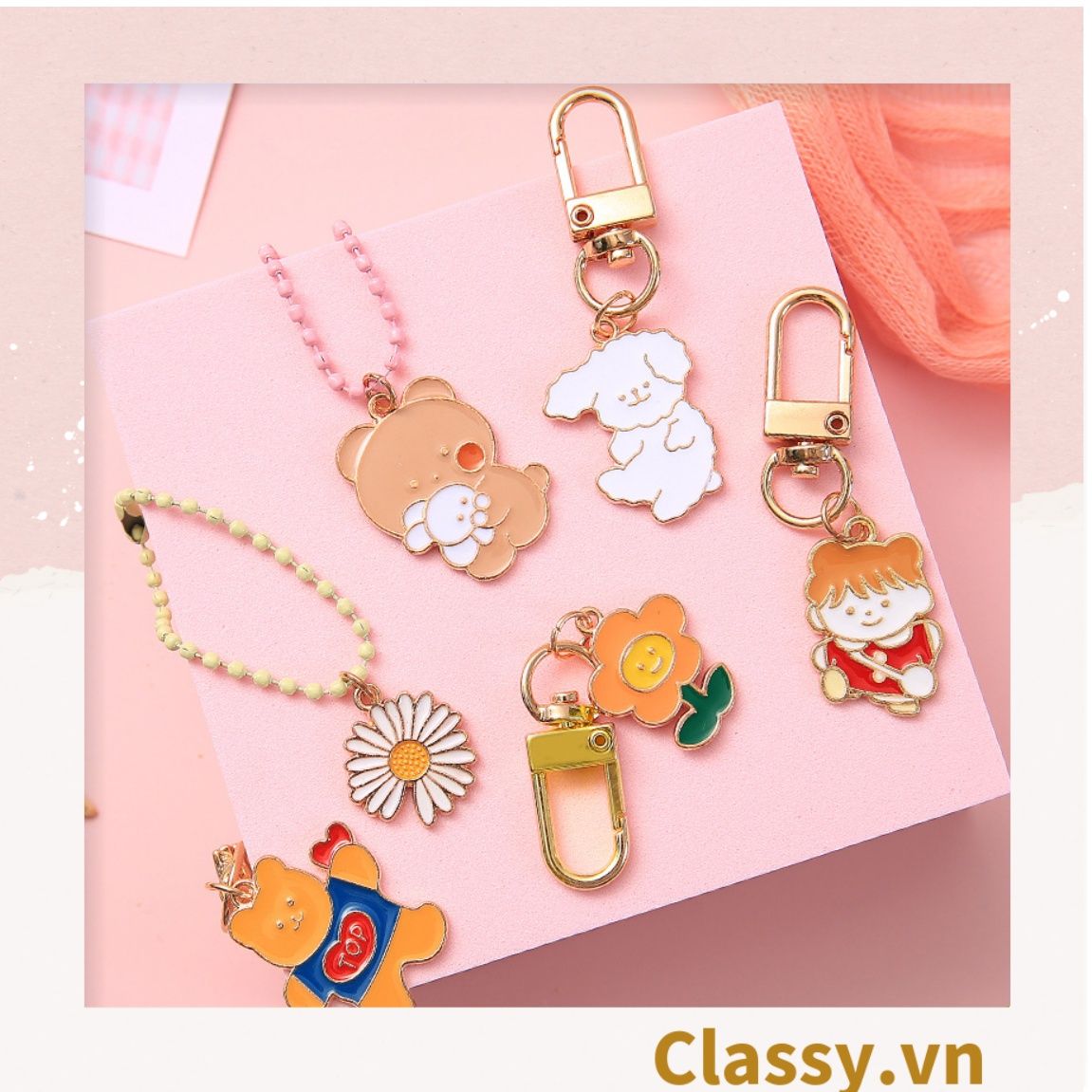 Phụ kiện điện thoại, móc chìa khóa, airtag, Móc Khóa Keychain, Cài Airpod Hoạt Hình Nhiều Màu Sắc PK656