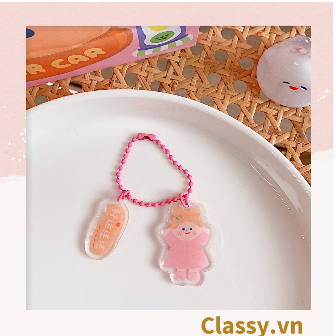 Phụ kiện điện thoại, móc chìa khóa, airtag, Móc Khóa Keychain, Cài Airpod Hoạt Hình Nhiều Màu Sắc PK656