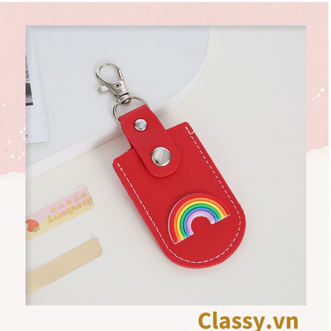 Móc chìa khóa đựng thẻ gửi xe, Vỏ bảo vệ Airtag nhiều hình xinh xắn họa tiết trẻ trung PK657