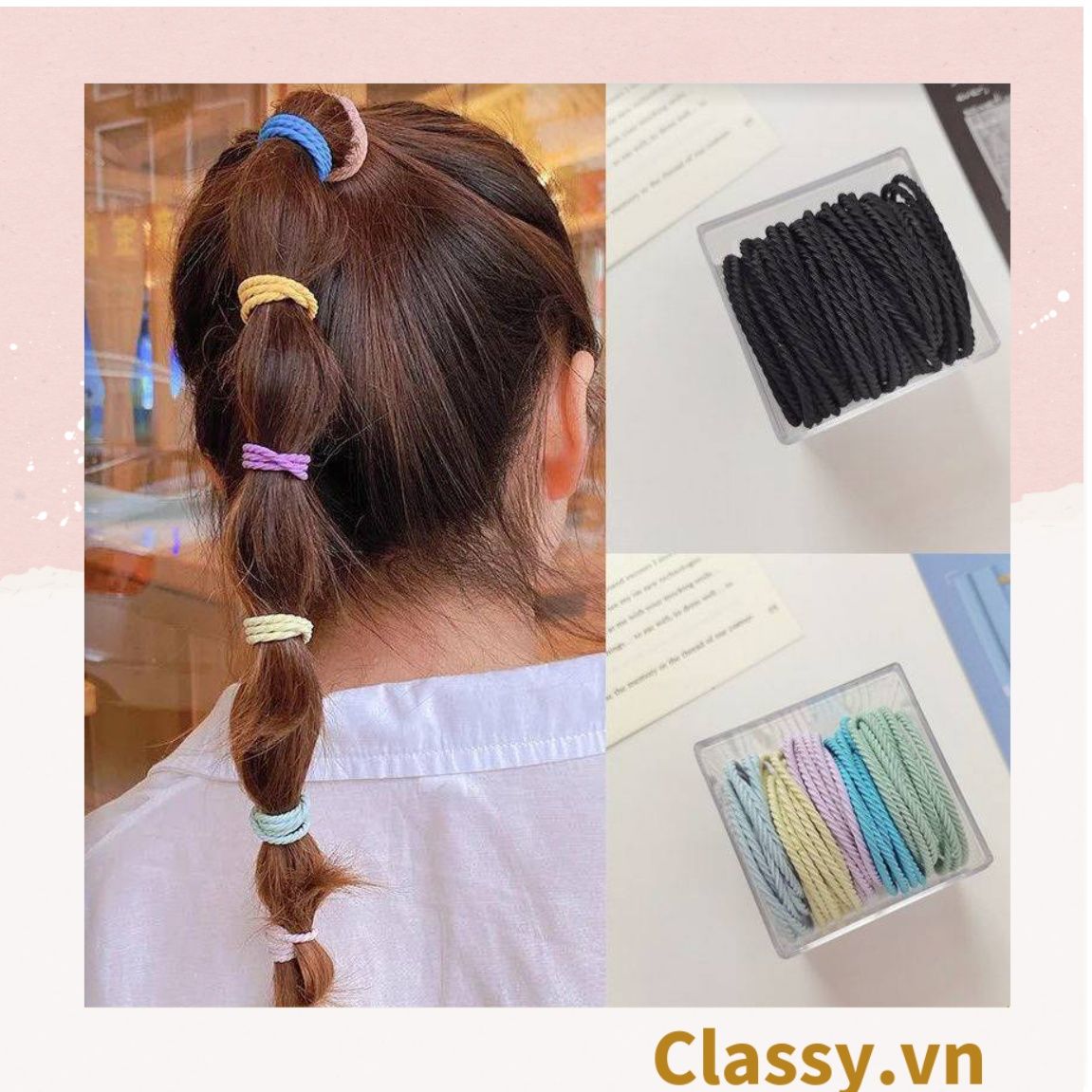 COMBO 10 Dây chun xoắn buộc tóc, cột tóc chất liệu bền dai phong cách hàn quốc cho bạn gái PK704
