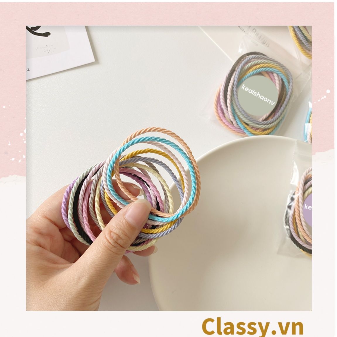 COMBO 10 Dây chun xoắn buộc tóc, cột tóc chất liệu bền dai phong cách hàn quốc cho bạn gái PK704