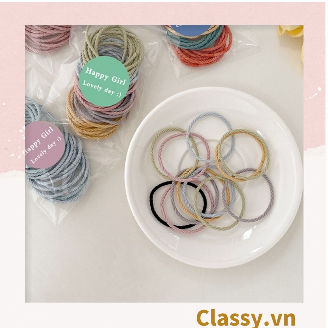 COMBO 10 Dây chun xoắn buộc tóc, cột tóc chất liệu bền dai phong cách hàn quốc cho bạn gái PK704
