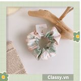  Scrunchies buộc tóc  nhiều họa tiết; tông màu xanh lá nữ tính thanh lịch PK705 