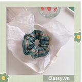  Scrunchies buộc tóc  nhiều họa tiết; tông màu xanh lá nữ tính thanh lịch PK705 