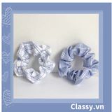  Scrunchies buộc tóc  nhiều họa tiết; tông màu xanh biển nữ tính thanh lịch PK706 