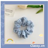  Scrunchies buộc tóc  nhiều họa tiết; tông màu xanh biển nữ tính thanh lịch PK706 