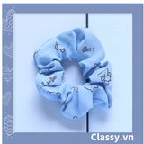  Scrunchies buộc tóc  nhiều họa tiết; tông màu xanh biển nữ tính thanh lịch PK706 