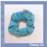  Scrunchies buộc tóc  nhiều họa tiết; tông màu xanh biển nữ tính thanh lịch PK706 