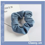  Scrunchies buộc tóc  nhiều họa tiết; tông màu xanh biển nữ tính thanh lịch PK706 