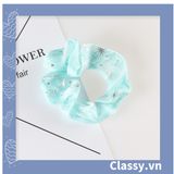  Scrunchies buộc tóc  nhiều họa tiết; tông màu xanh biển nữ tính thanh lịch PK706 