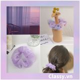  Scrunchies buộc tóc  nhiều họa tiết; họa tiết tông màu tím tính thanh lịch PK709 