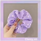  Scrunchies buộc tóc  nhiều họa tiết; họa tiết tông màu tím tính thanh lịch PK709 