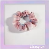  Scrunchies buộc tóc  nhiều họa tiết; họa tiết tông màu tím tính thanh lịch PK709 