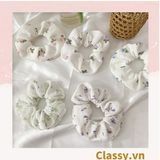  Scrunchies buộc tóc họa tiết  hoa nhí vintage, nữ tính thanh lịch PK711 