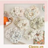  Scrunchies buộc tóc họa tiết  hoa nhí vintage, nữ tính thanh lịch PK711 