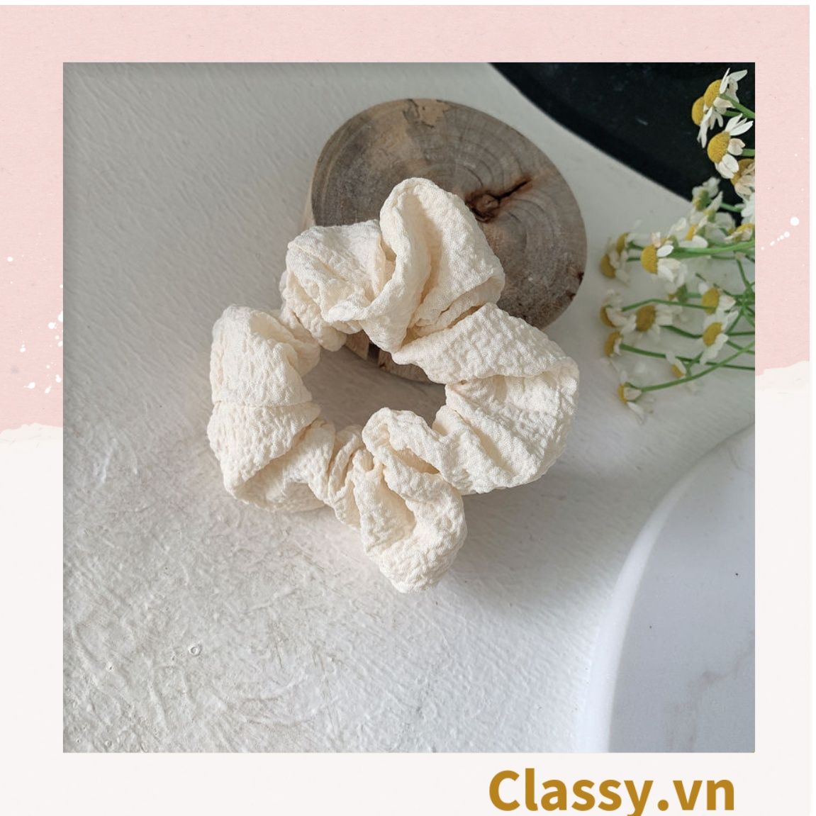 Scrunchies buộc tóc họa tiết hoa nhí vintage, nữ tính thanh lịch PK711
