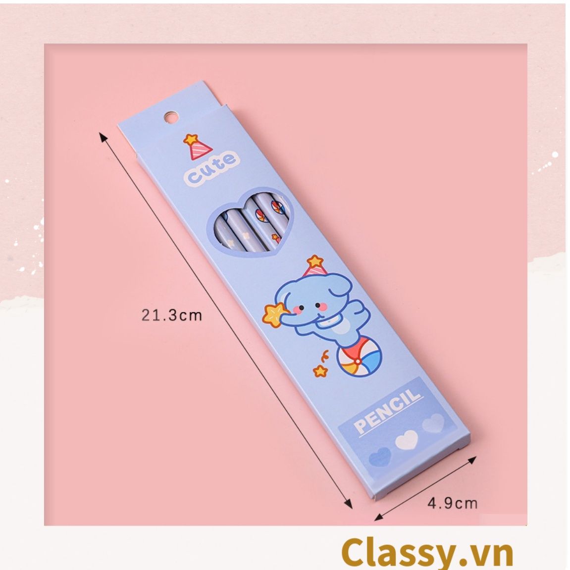 PK724 Bộ 06 bút chì HB nhiều màu tùy chọn cho học sinh/sinh viên; dùng viết lên sổ lưu bút, quà tặng, thiệp