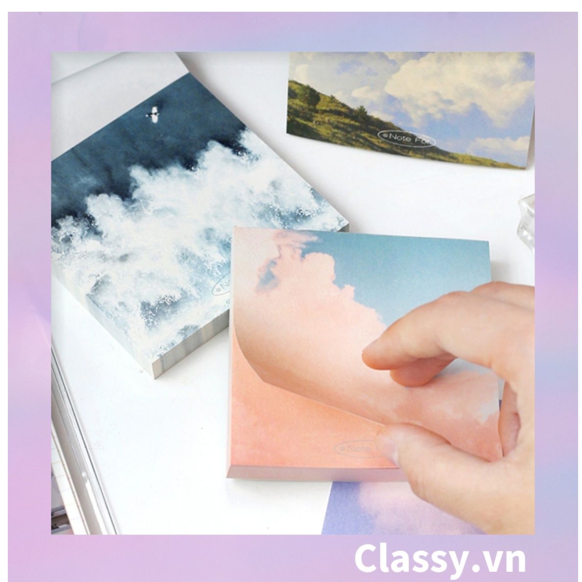 100 tờ Giấy note, giấy ghi chú họa tiết bầu trời lãng mạn PK726, loại không có keo dính, có thể xé rời