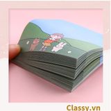  PK726 Tệp 50 tờ Giấy note ghi nhớ Post-It, màu pastel dễ thương in hình hoạt hình; tiện dụng; kích thước 80X 80 Cm 