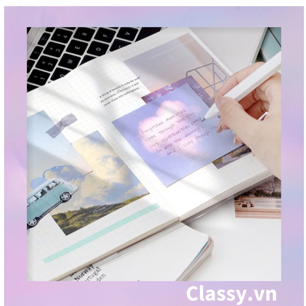 100 tờ Giấy note, giấy ghi chú họa tiết bầu trời lãng mạn PK726, loại không có keo dính, có thể xé rời