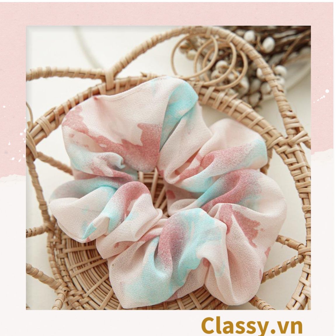  Scrunchies buộc tóc tông màu Gradient ngọt ngào, nữ tính thanh lịch PK733 