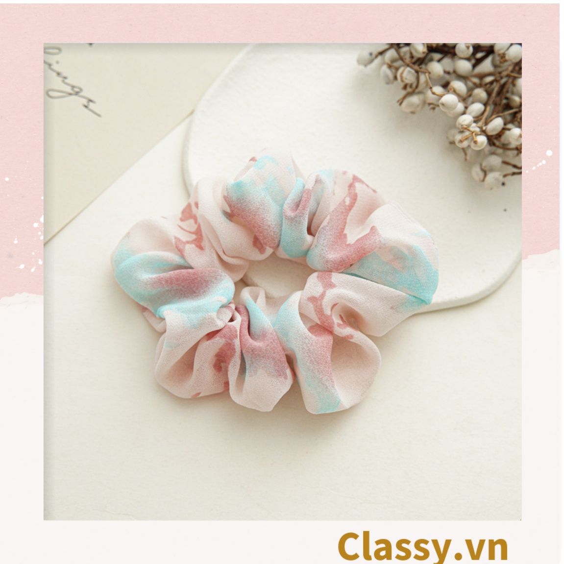  Scrunchies buộc tóc tông màu Gradient ngọt ngào, nữ tính thanh lịch PK733 