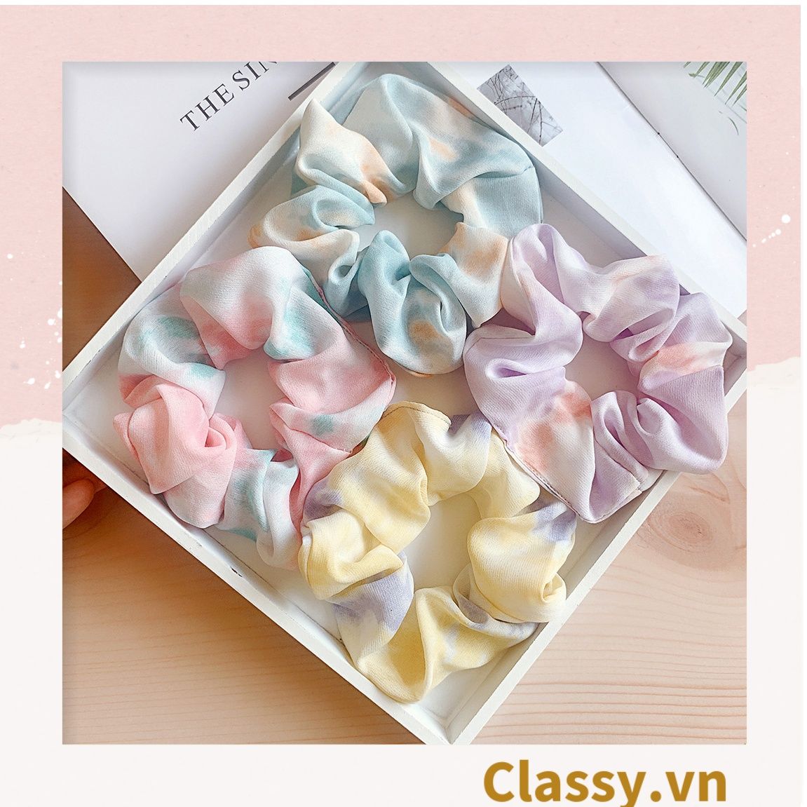 Scrunchies buộc tóc tông màu Gradient ngọt ngào, nữ tính thanh lịch PK733