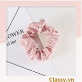  PK735 Scrunchies buộc tóc nhiều họa tiết; họa tiết tông kẻ sọc nữ tính thanh lịch 