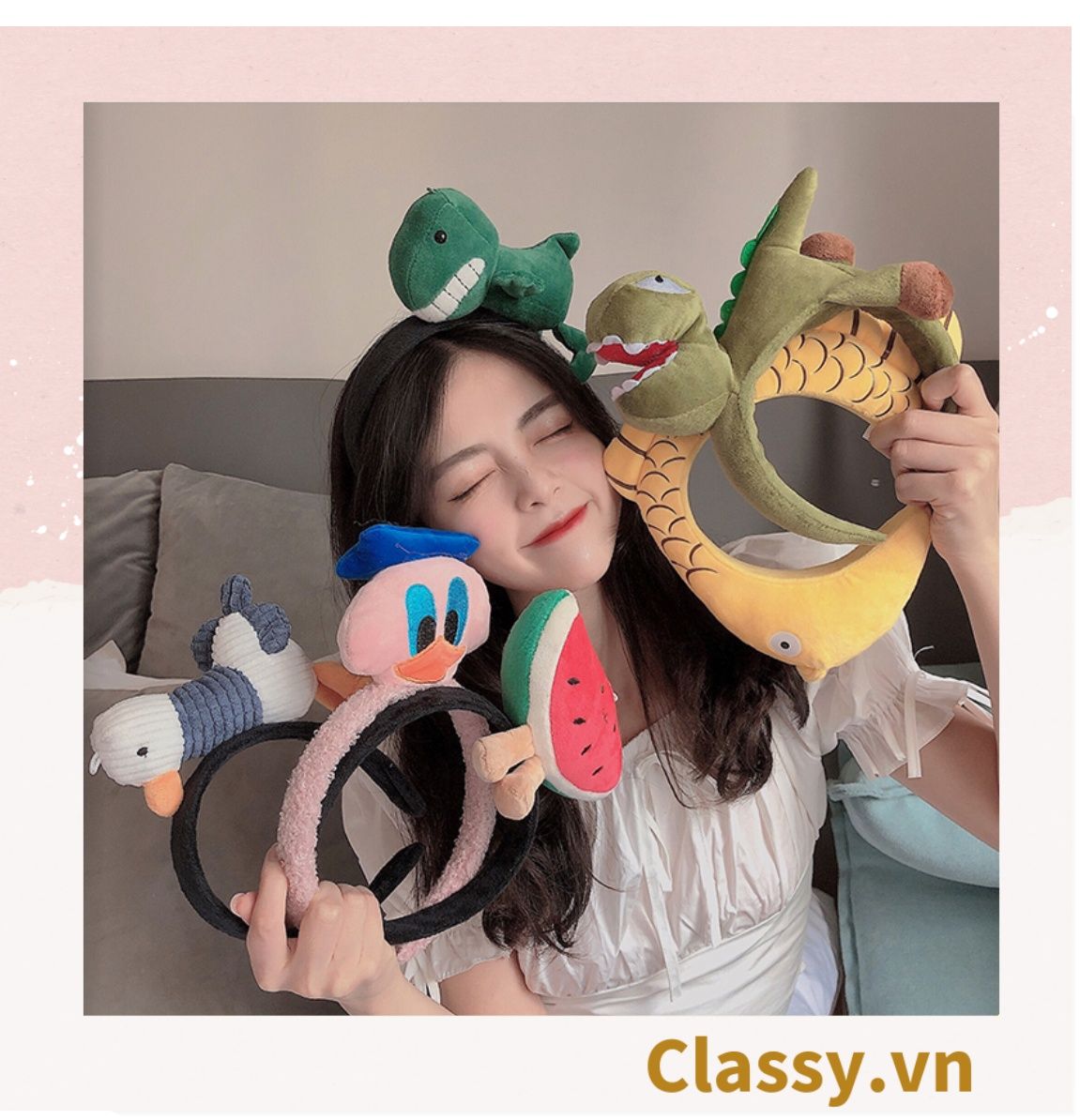 PK745 Cài tóc, băng đô, bờm tóc trùm qua đầu, nhiều hình dáng thú bông cute ngộ nghĩnh