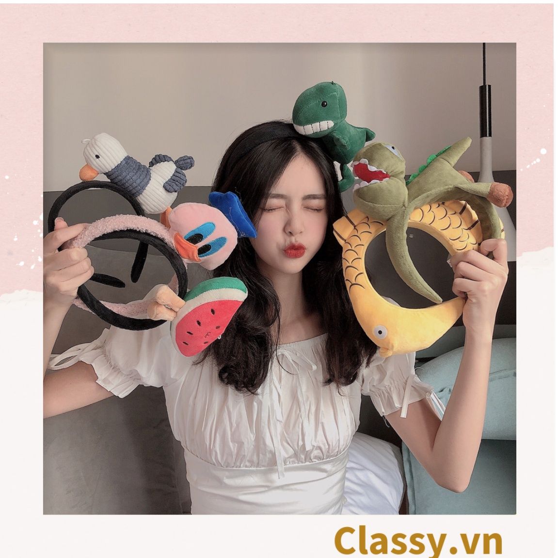 PK745 Cài tóc, băng đô, bờm tóc trùm qua đầu, nhiều hình dáng thú bông cute ngộ nghĩnh