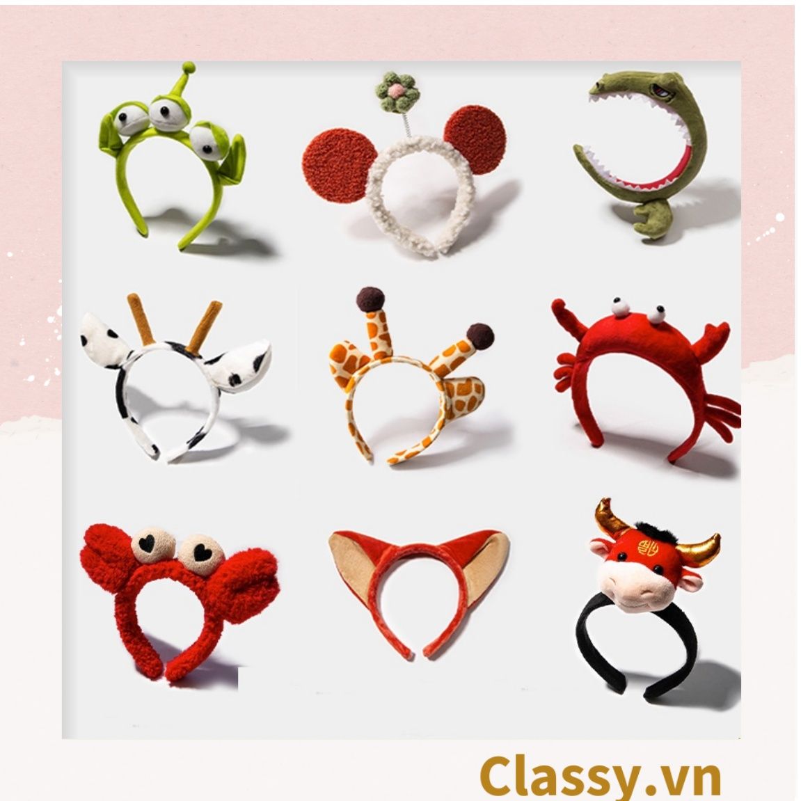 PK745 Cài tóc, băng đô, bờm tóc trùm qua đầu, nhiều hình dáng thú bông cute ngộ nghĩnh