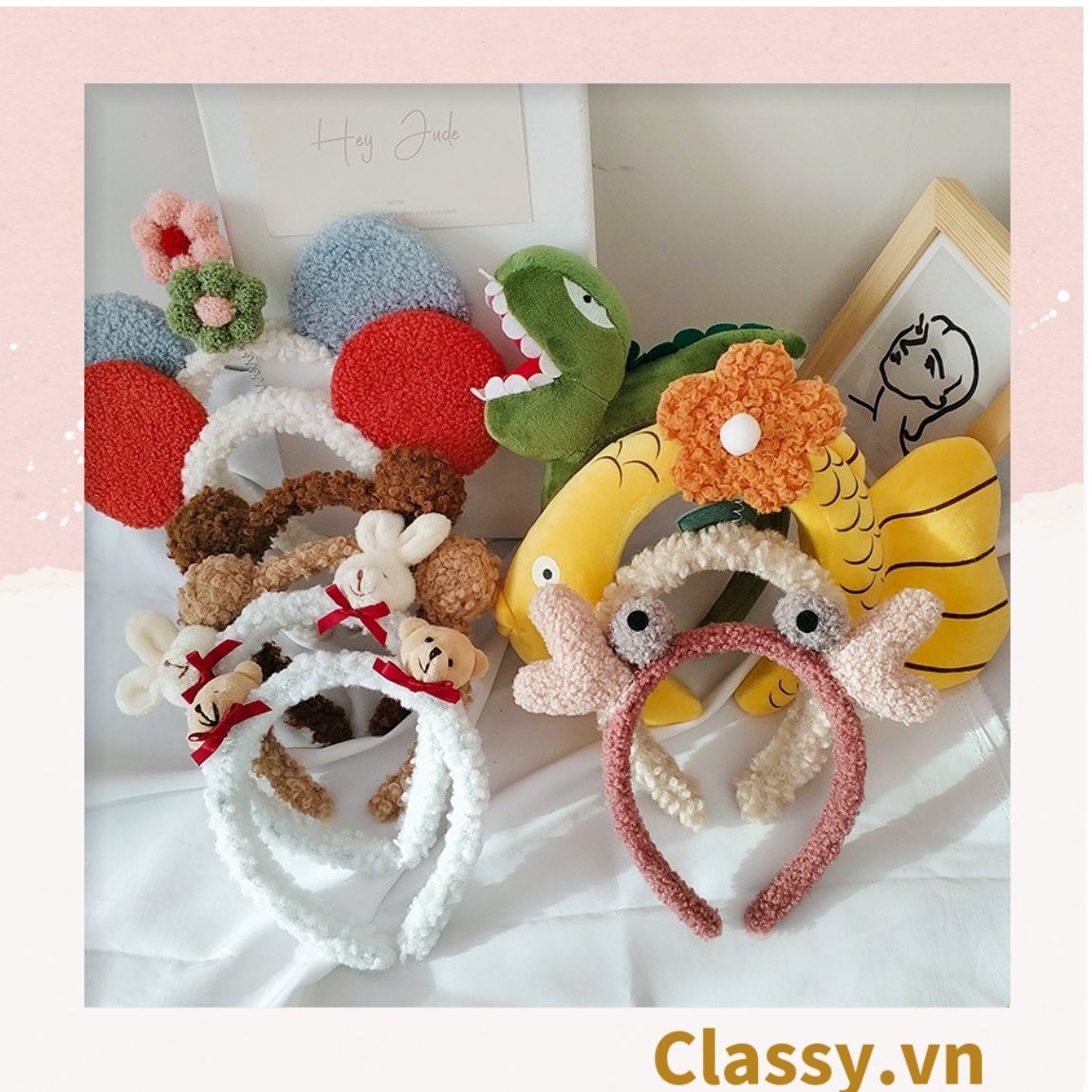 PK745 Cài tóc, băng đô, bờm tóc trùm qua đầu, nhiều hình dáng thú bông cute ngộ nghĩnh