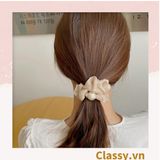  PK772 Scrunchies buộc tóc nhiều trơn màu, đính hạt; tông màu hoàng gia sang chảnh 