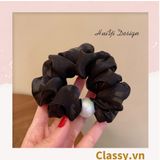  PK772 Scrunchies buộc tóc nhiều trơn màu, đính hạt; tông màu hoàng gia sang chảnh 