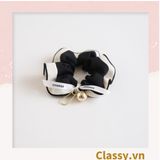  PK774 Bộ sưu tập hoàng gia - Scrunchies, kẹp tóc, nơ buộc tóc tông be, gắn ruy băng và đính đá nhiều lớp sang chảnh 